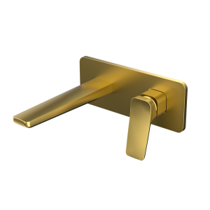 Brushed Gold ELEGANCE Series H59A wall mounted square plate 2 hole basin faucet