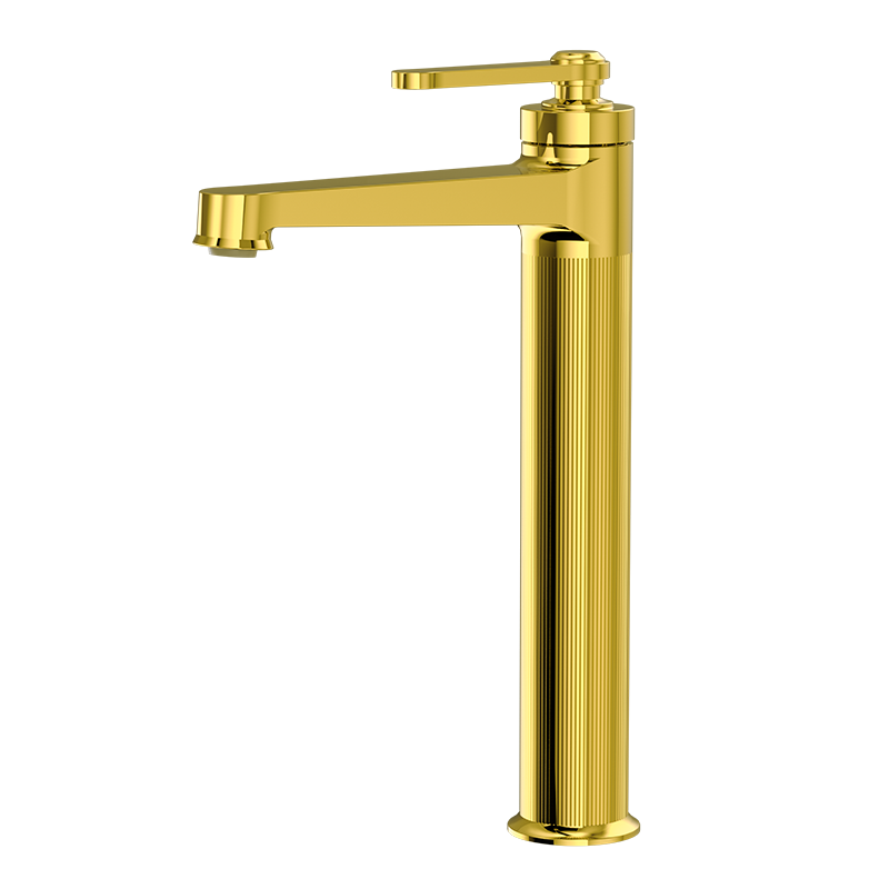 Brushed Gold LUXE Series H59A tall vessel basin faucet with premium brass body