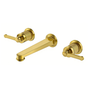 Brushed Gold LUXE Series H59A trimless 3-hole wall mounted basin faucet