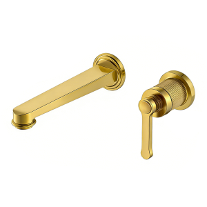 Brushed Gold LUXE Series H59A trimless 2-hole wall mounted basin faucet
