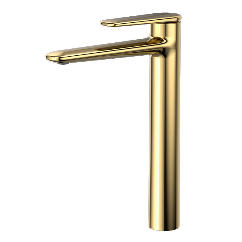 Brushed Gold MINIMAL Series H59A tall vessel basin faucet with premium brass body