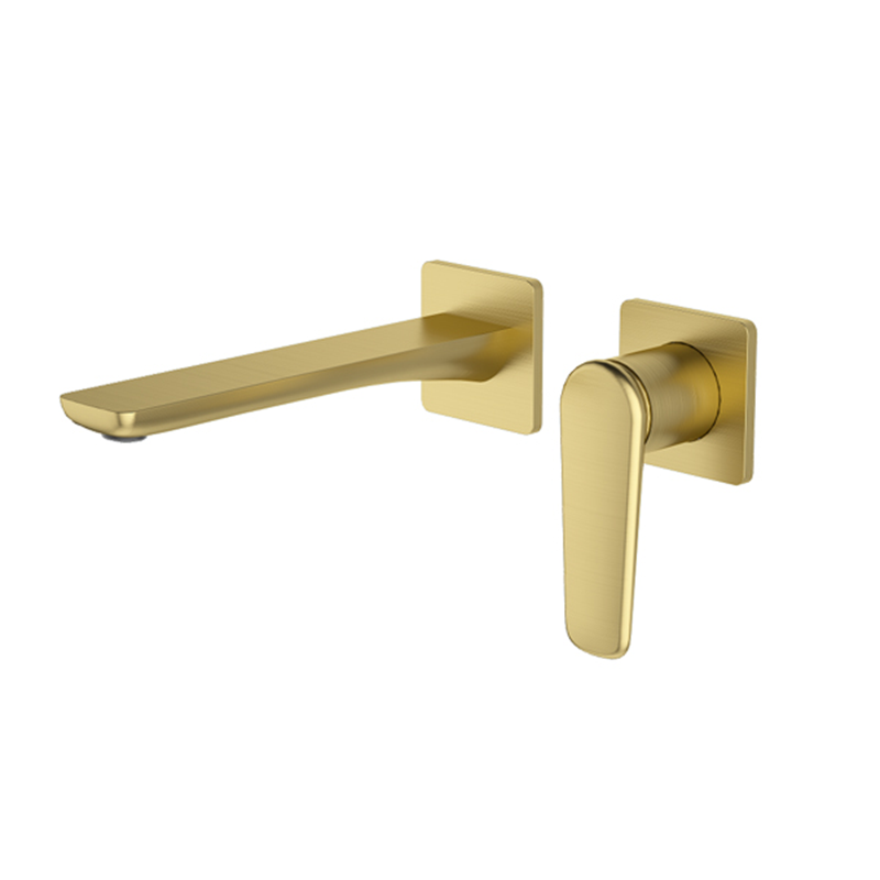 Brushed Gold MINIMAL Series H59A trimless 2 hole wall mounted basin faucet