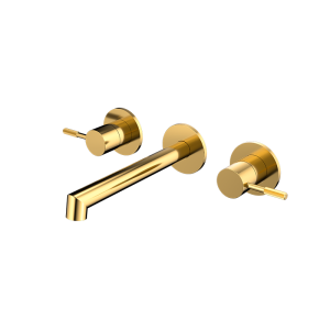 Brushed Gold RING Series H59A trimless 3 hole wall mounted basin faucet