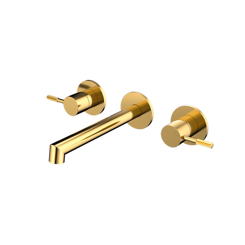 Brushed Gold RING Series H59A trimless 3 hole wall mounted basin faucet