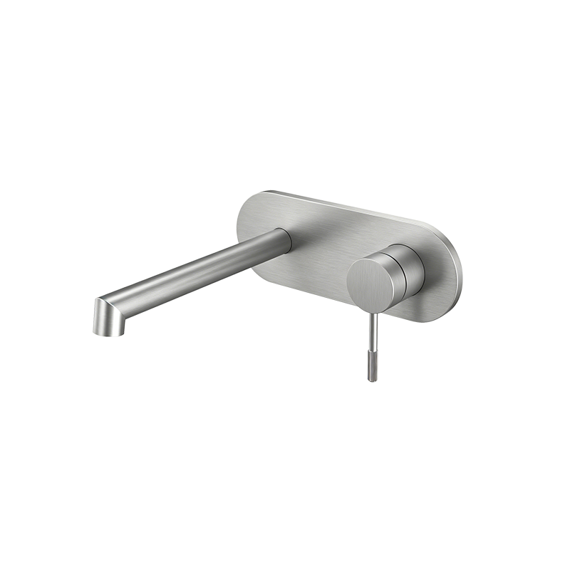 Brushed Nickel RING Series H59A round plate 2 hole wall mounted basin faucet