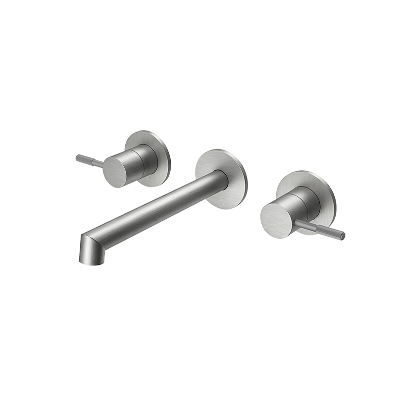 Brushed Nickel RING Series H59A trimless 3 hole wall mounted basin faucet