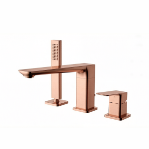 Brushed Rose Gold ELEGANCE Series 3 hole bathtub faucet set