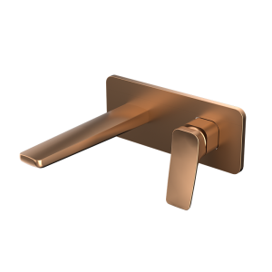Brushed Rose Gold ELEGANCE Series H59A wall mounted square plate 2 hole basin faucet