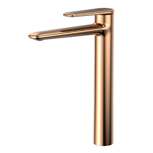 Brushed Rose Gold MINIMAL Series H59A tall vessel basin faucet with premium brass body