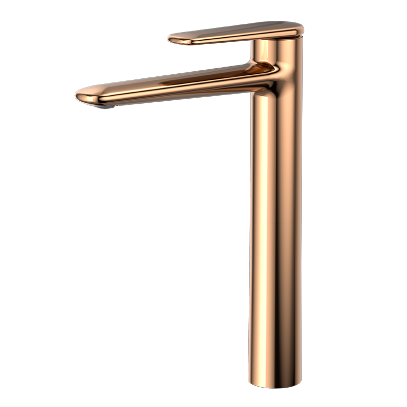 Brushed Rose Gold MINIMAL Series H59A tall vessel basin faucet with premium brass body