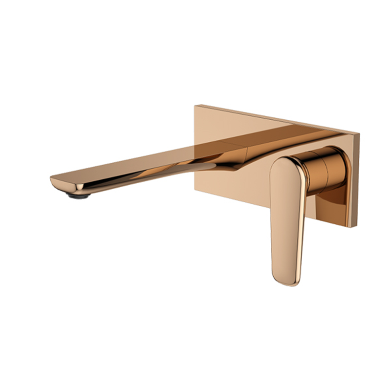 Brushed Rose Gold MINIMAL Series H59A wall mounted square plate 2 hole basin faucet