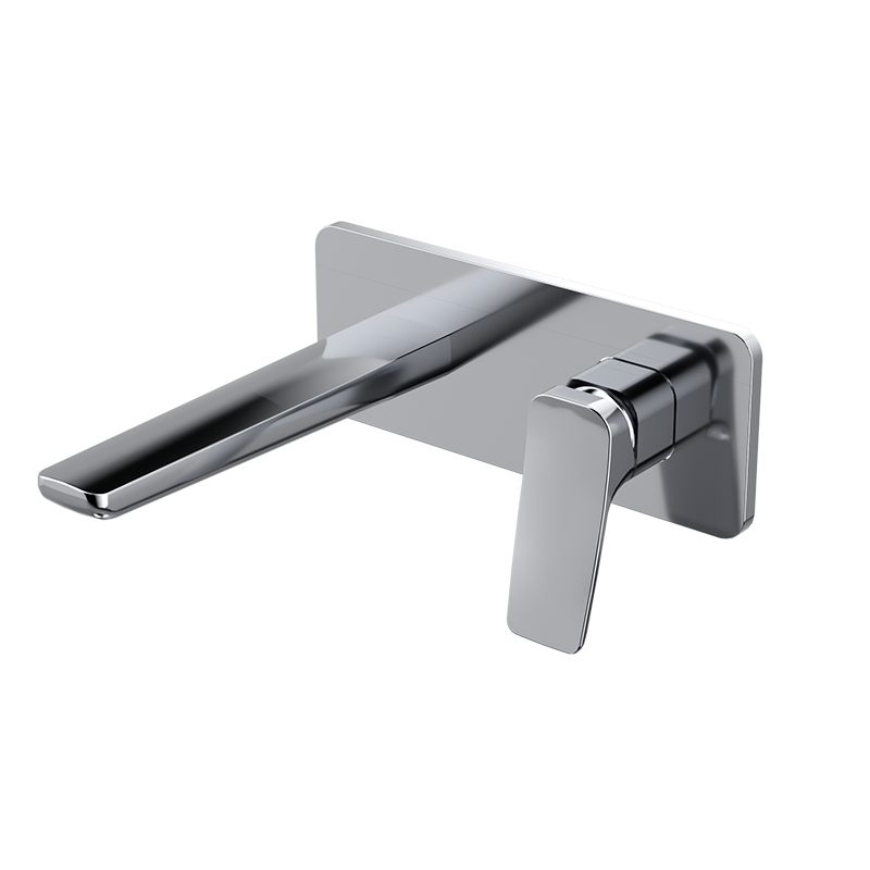 Chrome ELEGANCE Series H59A wall mounted square plate 2 hole basin faucet