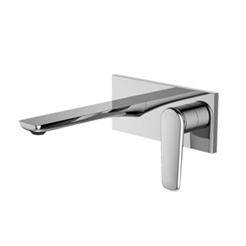 Chrome MINIMAL Series H59A wall mounted square plate 2 hole basin faucet