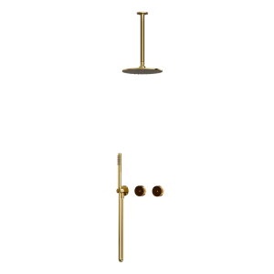 Fran Gold CRYSTAL Series round rain shower system with stainless steel top spray