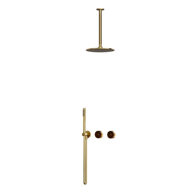 Fran Gold CRYSTAL Series round rain shower system with stainless steel top spray