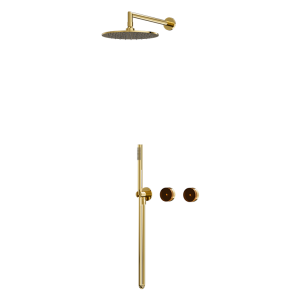 Fran Gold CRYSTAL Series slim rain shower system with stainless steel top spray