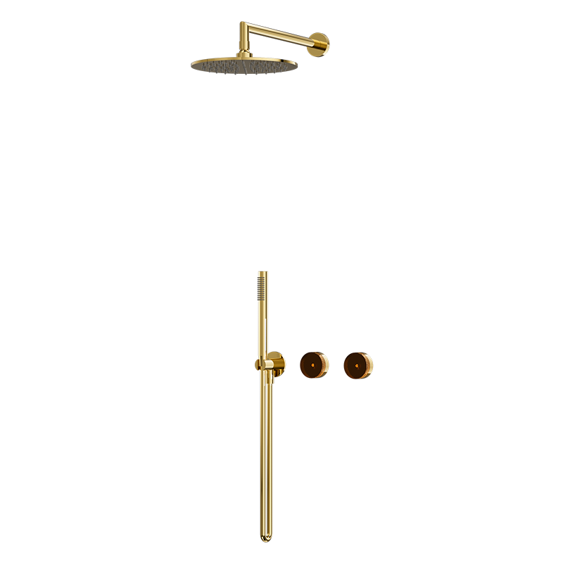 Fran Gold CRYSTAL Series slim rain shower system with stainless steel top spray