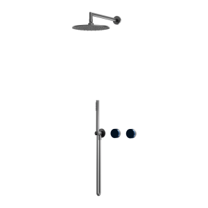 Gunmetal CRYSTAL Series slim rain shower system with ultra-thin stainless steel top spray
