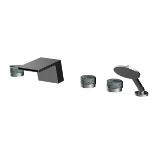 Gunmetal MARBLE Series H59A 5 hole bathtub faucet set with premium brass body