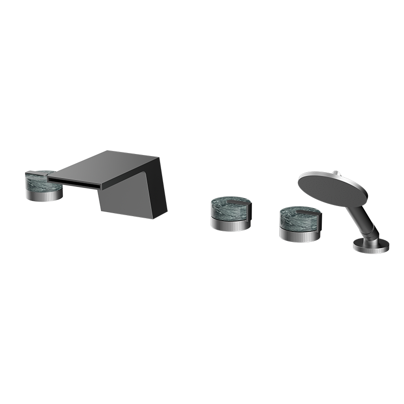 Gunmetal MARBLE Series H59A 5 hole bathtub faucet set with premium brass body