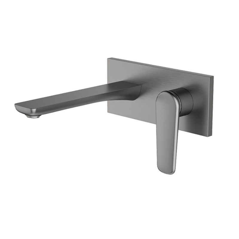 Gunmetal MINIMAL Series H59A wall mounted square plate 2 hole basin faucet