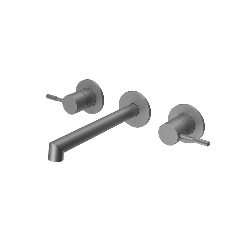 Gunmetal RING Series H59A trimless 3 hole wall mounted basin faucet