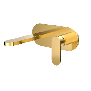 Brushed Gold ECLAT Series SUS304 round plate wall mounted basin faucet