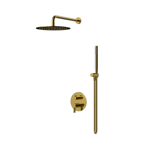Brushed Gold PURE Series concealed dual function rain shower system