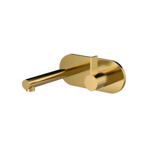 Brushed Gold PURE Series SUS304 round plate wall mounted basin faucet