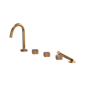 Brushed Rose Gold GILDED CLOVER Series 5 hole deck mounted bathtub faucet set