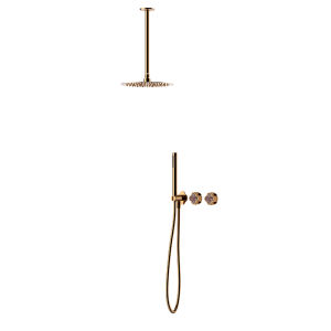 Brushed Rose Gold GILDED CLOVER Series ceiling mounted rain shower system