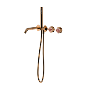 Brushed Rose Gold GILDED CLOVER Series concealed bath shower mixer set