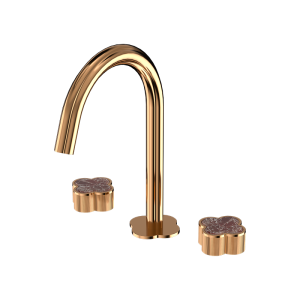 Brushed Rose Gold GILDED CLOVER Series 3 hole widespread basin faucet