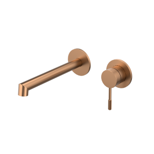 Brushed Rose Gold RING Series H59A trimless 2 hole wall mounted basin faucet