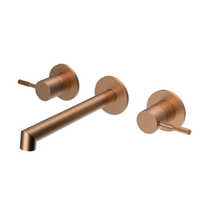 Brushed Rose Gold RING Series H59A trimless 3 hole wall mounted basin faucet