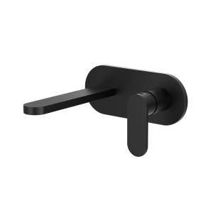 Matte Black ECLAT Series SUS304 round plate wall mounted basin faucet
